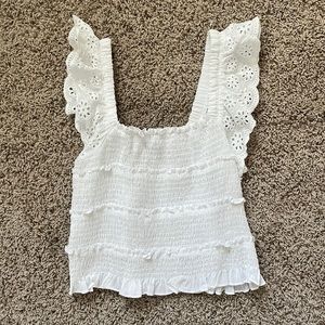 Super cute white crop top, Size large( fits a medium)